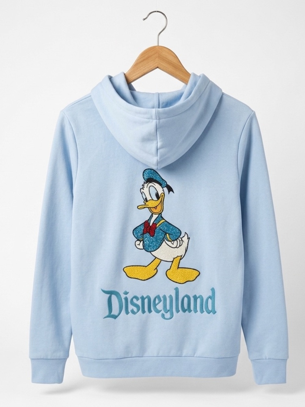 NWT Disney Parks Donald Duck Rhinestone Disneyland Zip Up Hoodie Jacket Blue XS